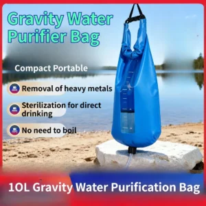 Compact Portable Outdoor Gravity Water Purifier Bag, Emergency & Disaster Relief Filtration Gear for Camping & Field Use
