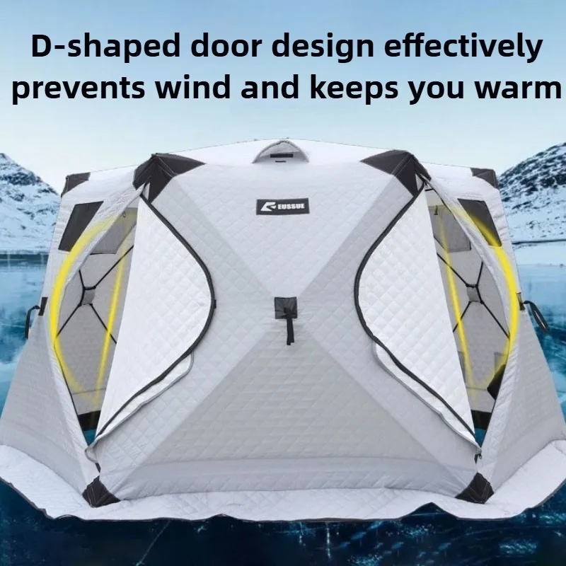 Hexagonal Cotton-padded Tent Keep Warm Ice Fishing Camp Tent Winter Fishing Tents Wind Snow Resistant Travel Camping Equipment - Image 3