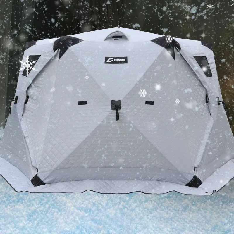 Hexagonal Cotton-padded Tent Keep Warm Ice Fishing Camp Tent Winter Fishing Tents Wind Snow Resistant Travel Camping Equipment - Image 6
