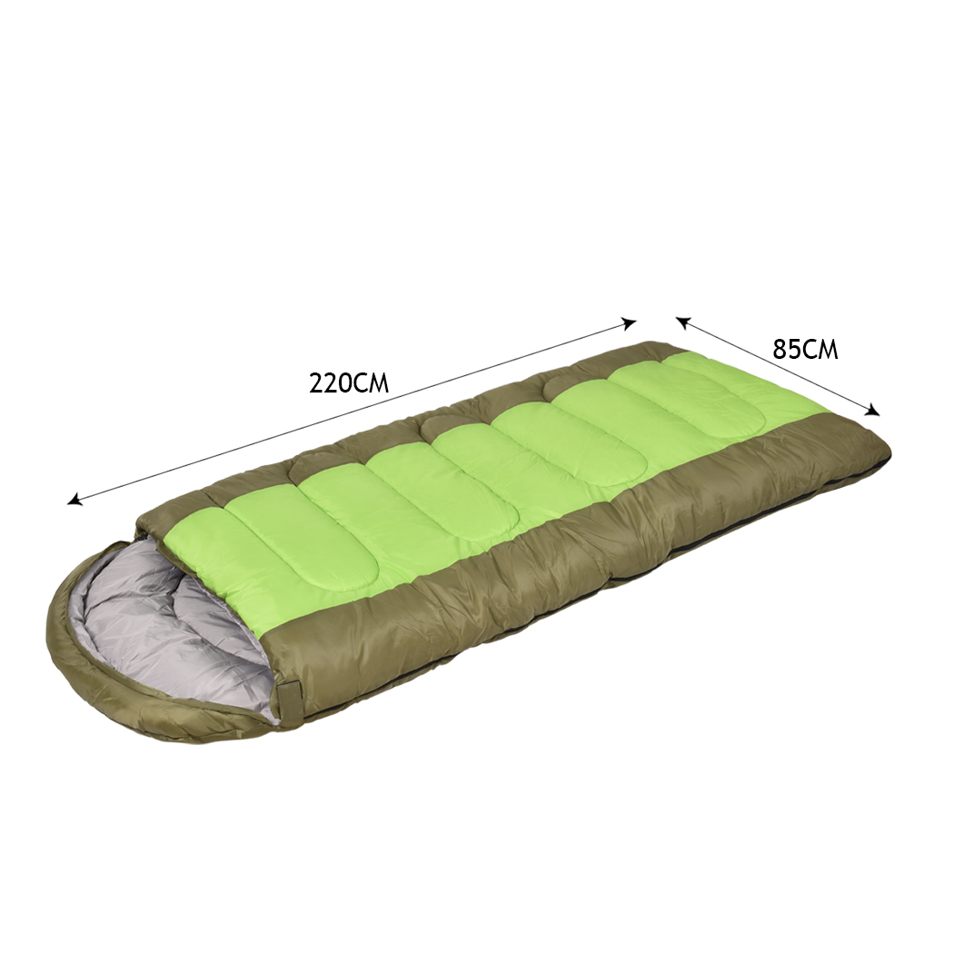 Mountview Sleeping Bag Outdoor Camping Green - Image 3